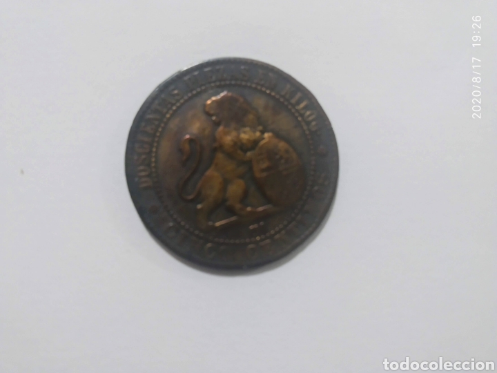 Monedas Rep&uacute;blica: 5 c&eacute;ntimos 1870. - Foto 1