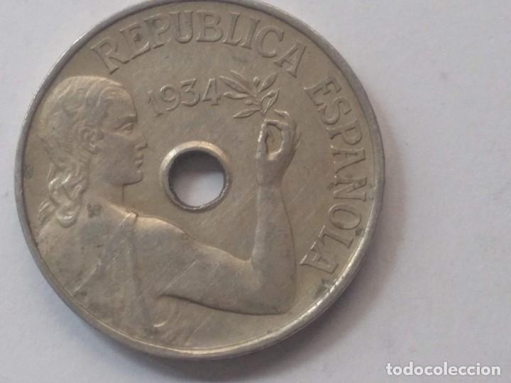 Monedas Rep&uacute;blica: 25 centimos 1934 BC+ - Foto 1