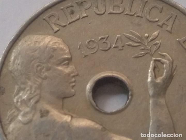 Monedas Rep&uacute;blica: 25 centimos 1934 BC+ - Foto 2