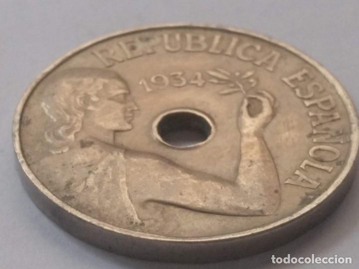 Monedas Rep&uacute;blica: 25 centimos 1934 BC+ - Foto 4