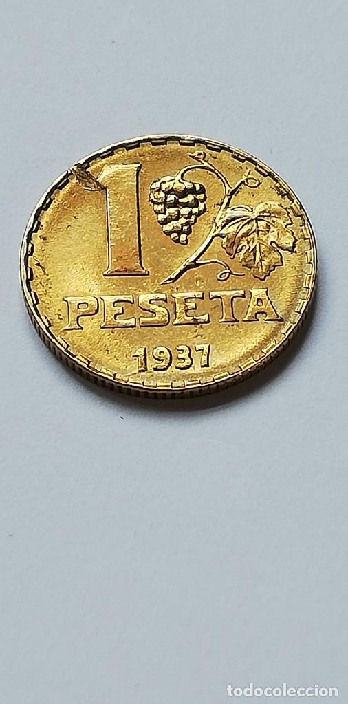 Monedas Rep&uacute;blica: MONEDA 1 PESETA 1937 - Foto 2