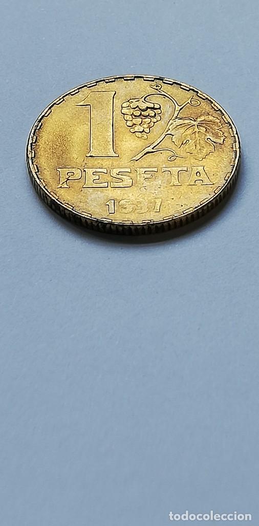 Monedas Rep&uacute;blica: MONEDA 1 PESETA 1937 - Foto 2