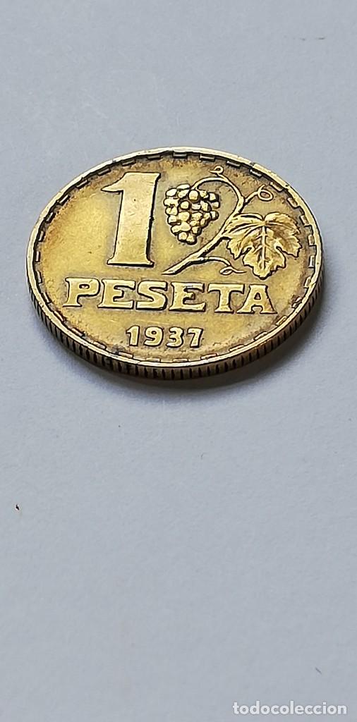 Monedas Rep&uacute;blica: MONEDA 1 PESETA 1937 - Foto 2
