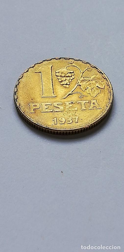 Monedas Rep&uacute;blica: MONEDA 1 PESETA 1937 - Foto 2