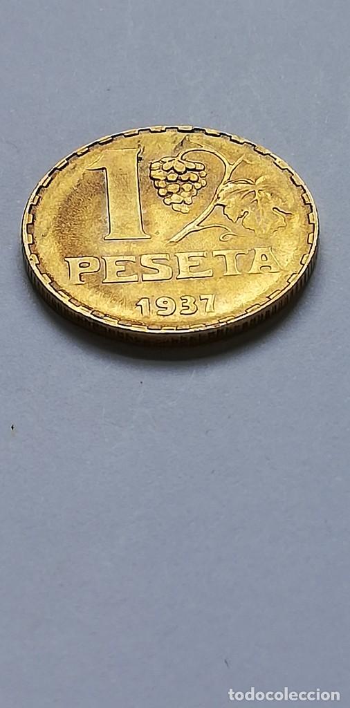 Monedas Rep&uacute;blica: MONEDA 1 PESETA 1937 - Foto 2