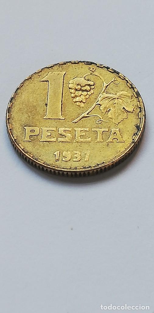 Monedas Rep&uacute;blica: MONEDA 1 PESETA 1937 - Foto 2