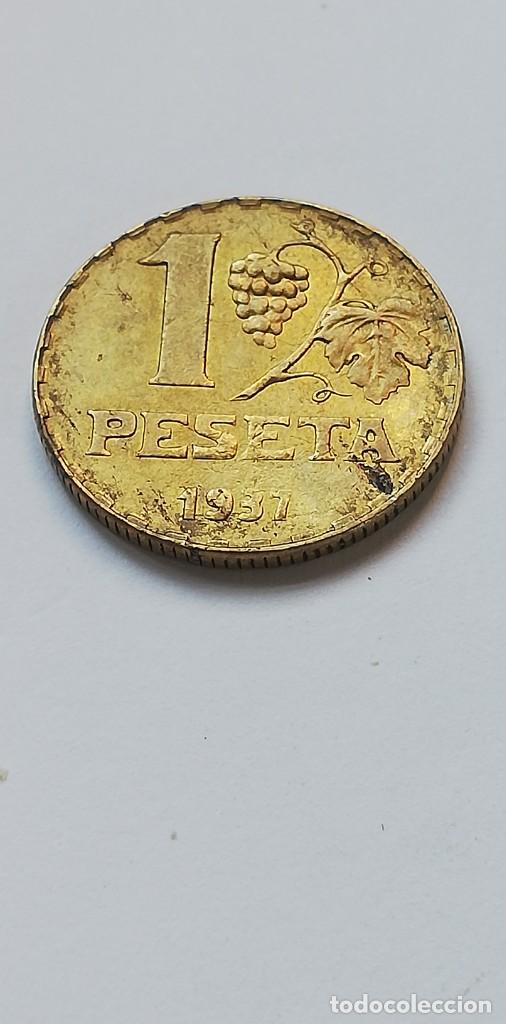 Monedas Rep&uacute;blica: MONEDA 1 PESETA 1937 - Foto 2