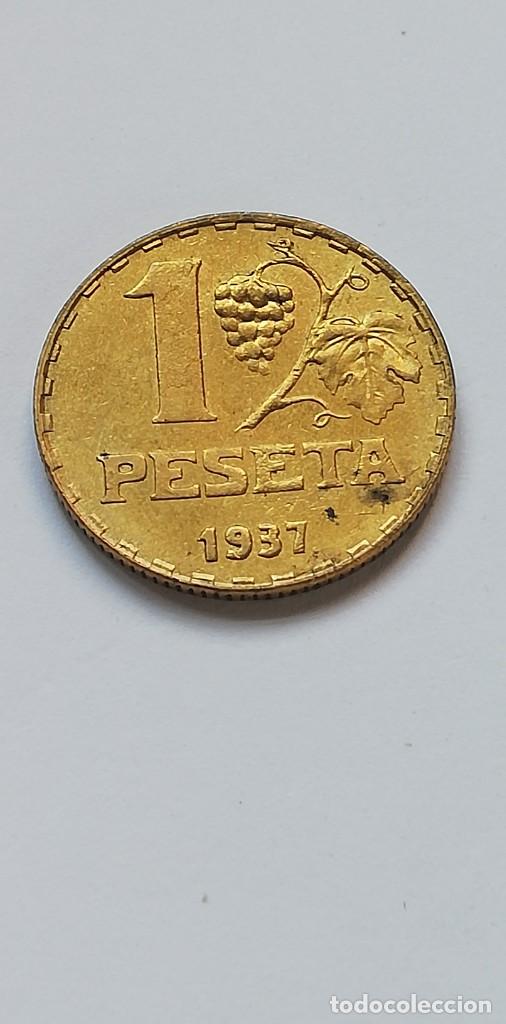 Monedas Rep&uacute;blica: MONEDA 1 PESETA 1937 - Foto 2