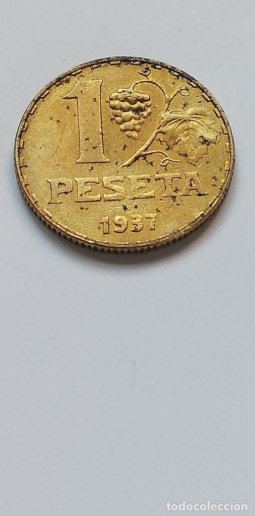 Monedas Rep&uacute;blica: MONEDA 1 PESETA 1937 - Foto 2