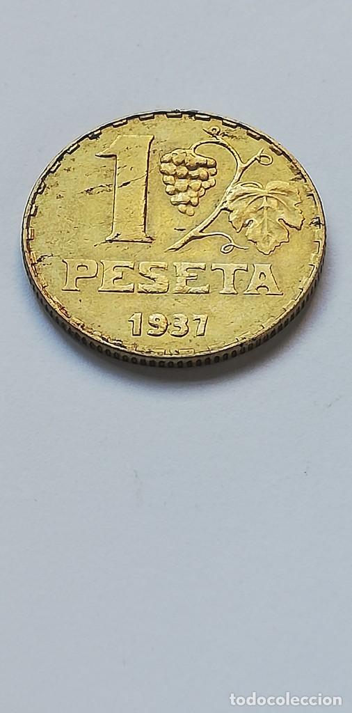 Monedas Rep&uacute;blica: MONEDA 1 PESETA 1937 - Foto 2
