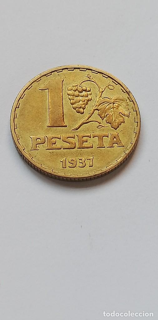 Monedas Rep&uacute;blica: MONEDA 1 PESETA 1937 - Foto 2