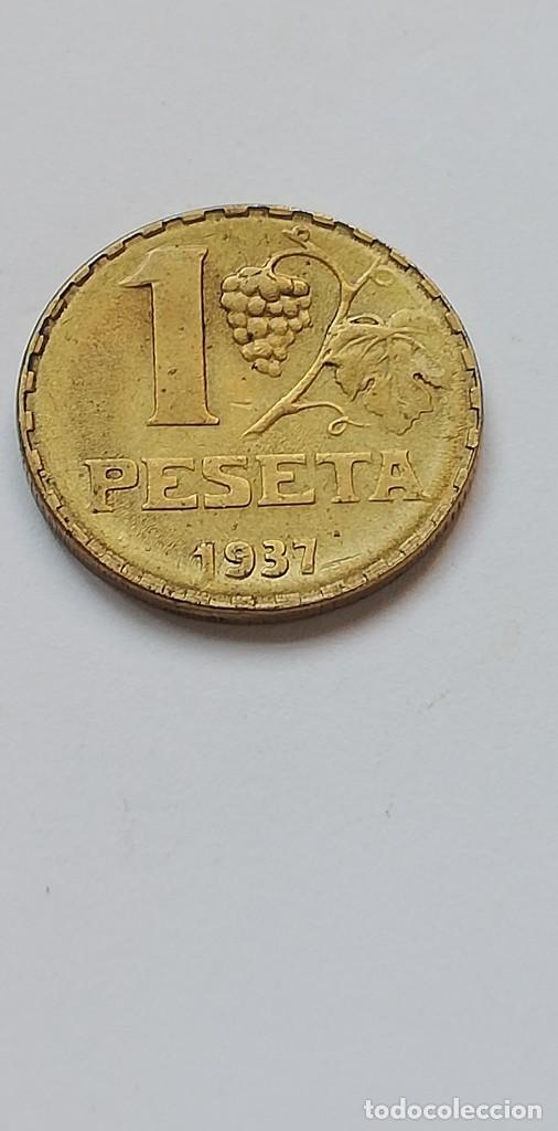 Monedas Rep&uacute;blica: MONEDA 1 PESETA 1937 - Foto 2