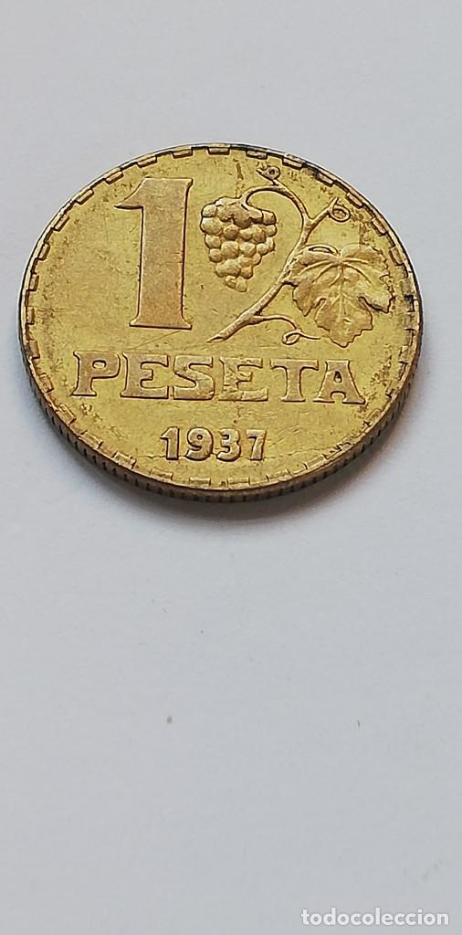 Monedas Rep&uacute;blica: MONEDA 1 PESETA 1937 - Foto 2