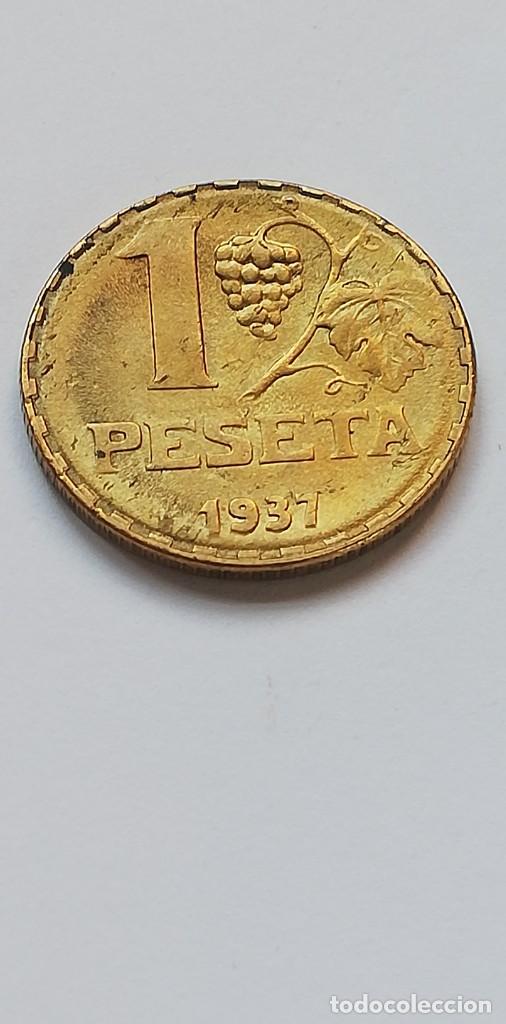 Monedas Rep&uacute;blica: MONEDA 1 PESETA 1937 - Foto 2