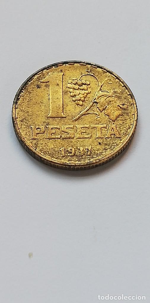 Monedas Rep&uacute;blica: MONEDA 1 PESETA 1937 - Foto 2