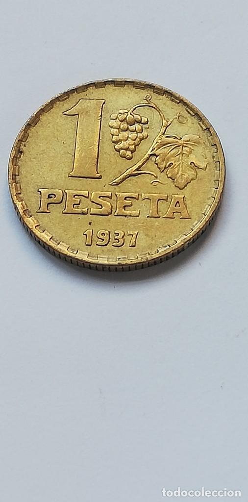 Monedas Rep&uacute;blica: MONEDA 1 PESETA 1937 - Foto 2