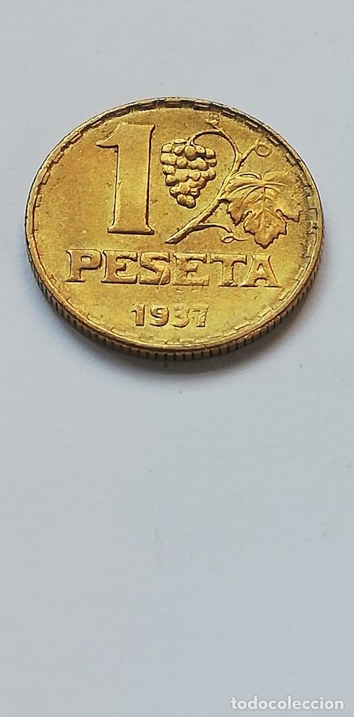 Monedas Rep&uacute;blica: MONEDA 1 PESETA 1937 - Foto 2