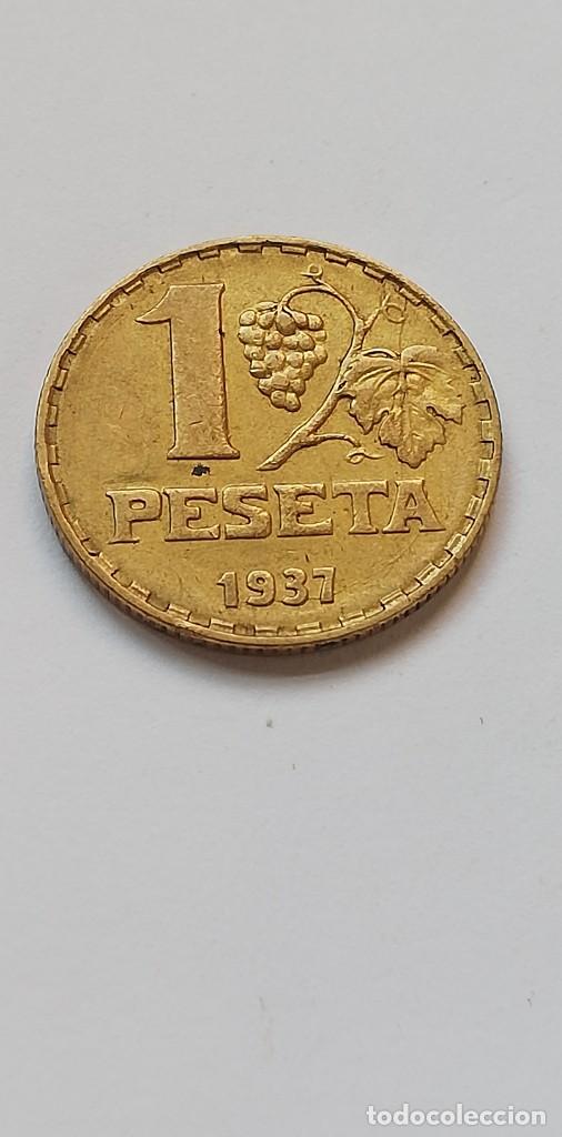 Monedas Rep&uacute;blica: MONEDA 1 PESETA 1937 - Foto 2
