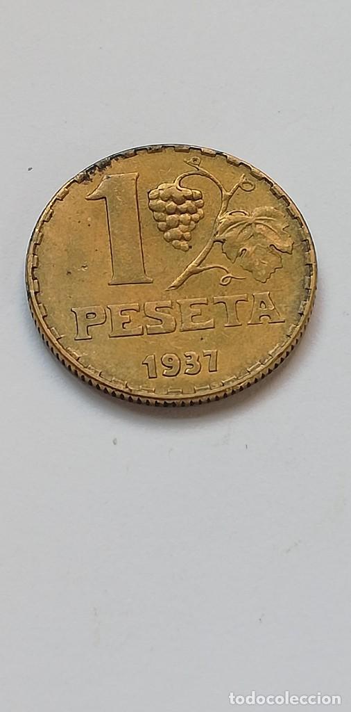 Monedas Rep&uacute;blica: MONEDA 1 PESETA 1937 - Foto 2