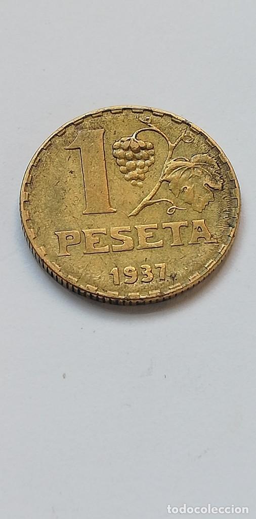 Monedas Rep&uacute;blica: MONEDA 1 PESETA 1937 - Foto 2