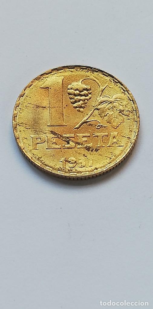Monedas Rep&uacute;blica: MONEDA 1 PESETA 1937 - Foto 2