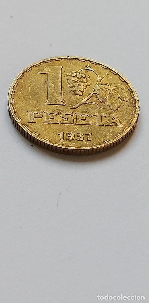 Monedas Rep&uacute;blica: MONEDA 1 PESETA 1937 - Foto 2
