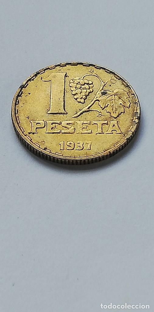 Monedas Rep&uacute;blica: MONEDA 1 PESETA 1937 - Foto 2
