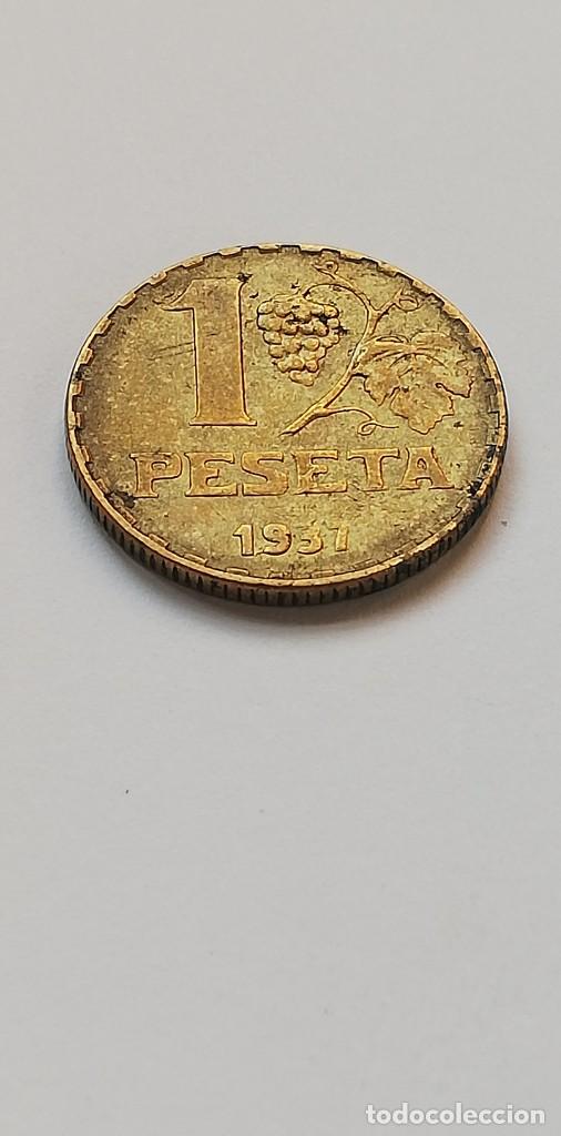 Monedas Rep&uacute;blica: MONEDA 1 PESETA 1937 - Foto 2