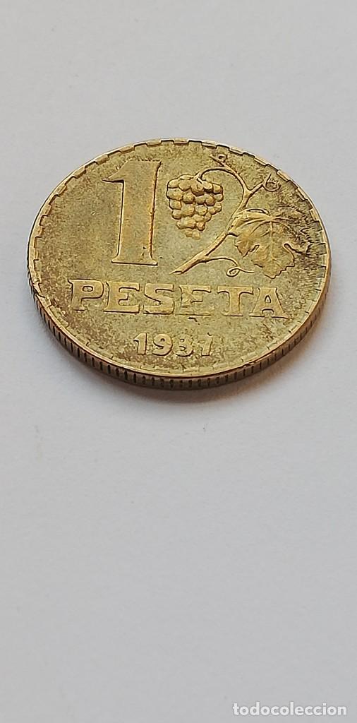 Monedas Rep&uacute;blica: MONEDA 1 PESETA 1937 - Foto 2