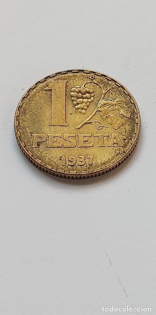 Monedas Rep&uacute;blica: MONEDA 1 PESETA 1937 - Foto 2