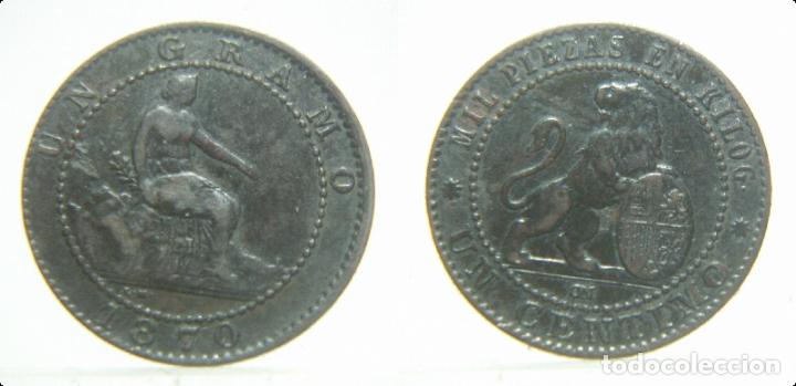 Monedas Rep&uacute;blica: MONEDA DE 1 CENTIMO DE 1870. GOBIERNO PROVISIONAL - Foto 1