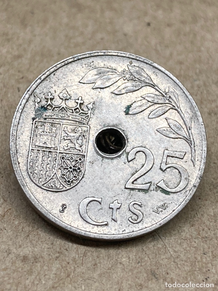 Monedas Rep&uacute;blica: Moneda 25centimos 1937 - Foto 2