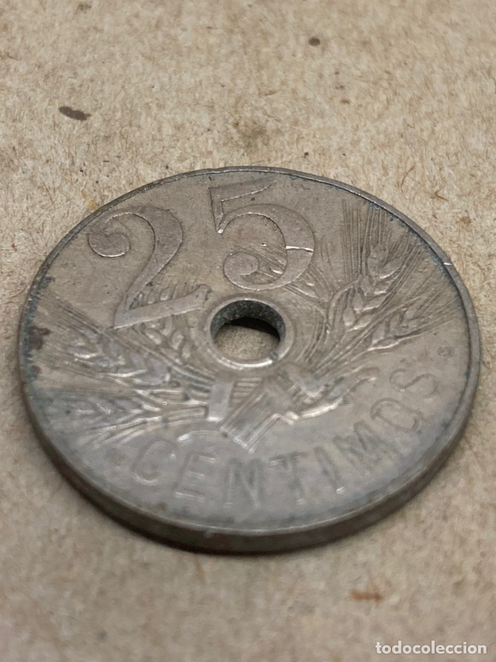 Monedas Rep&uacute;blica: Moneda 25centimos 1927 - Foto 2