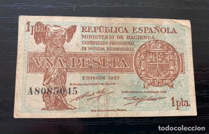 Monedas Rep&uacute;blica: Billete 1 pts 1937 - Foto 1