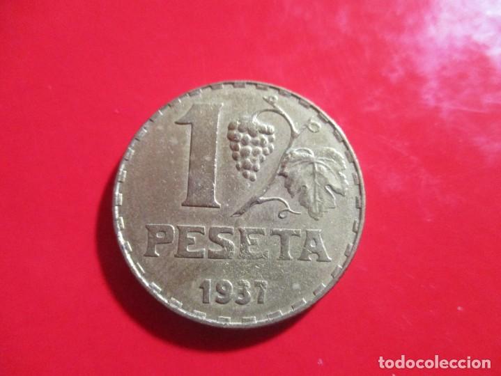 Monedas Rep&uacute;blica: II republica. moneda de 1 pta. 1937 - Foto 2