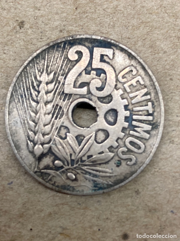 Monedas Rep&uacute;blica: Moneda de veinticinco c&eacute;ntimos 1934 - Foto 1
