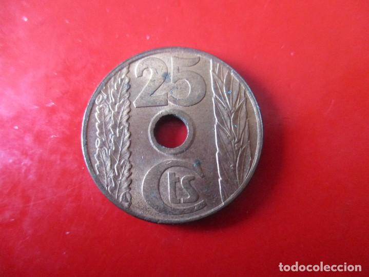 Monedas Rep&uacute;blica: II republica. moneda de 25 centimos. 1938 - Foto 2