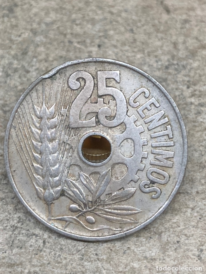 Monedas Rep&uacute;blica: Moneda de veinticinco c&eacute;ntimos 1934 - Foto 1