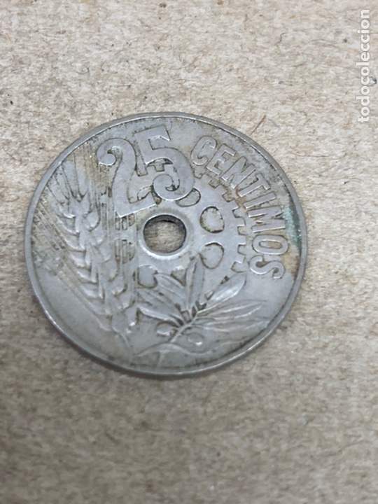 Monedas Rep&uacute;blica: Moneda de 25 c&eacute;ntimos 1934 - Foto 1