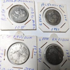 Monedas República: 4 MONEDAS 2 PESETAS. ESPAÑA. PLATA. 1869 - 1870 - 1882