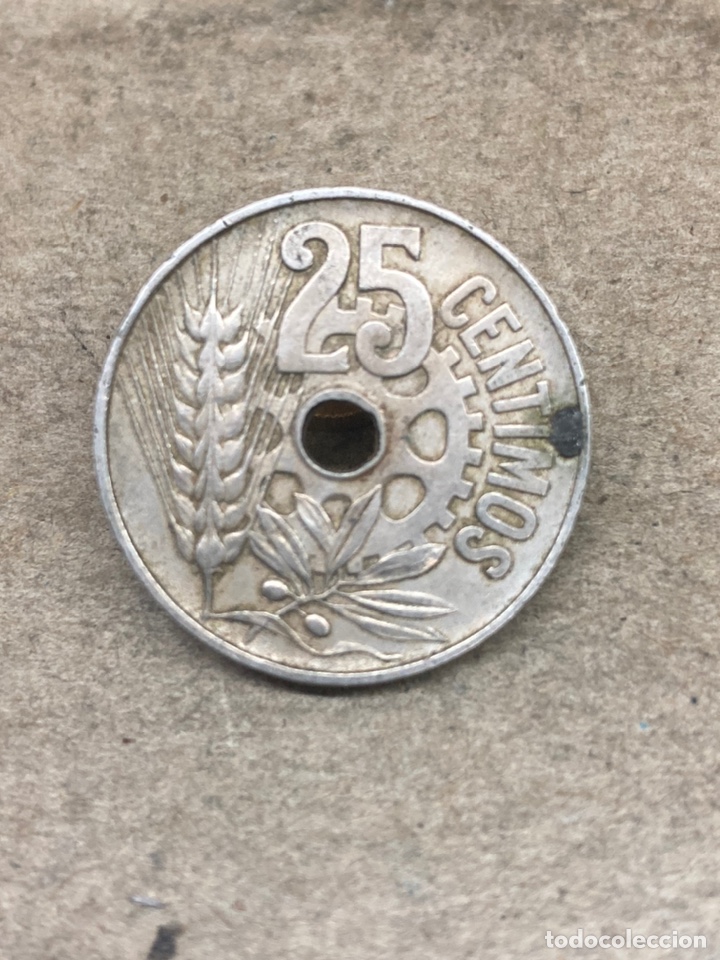 Monedas Rep&uacute;blica: Moneda 25 c&eacute;ntimos 1934 - Foto 2