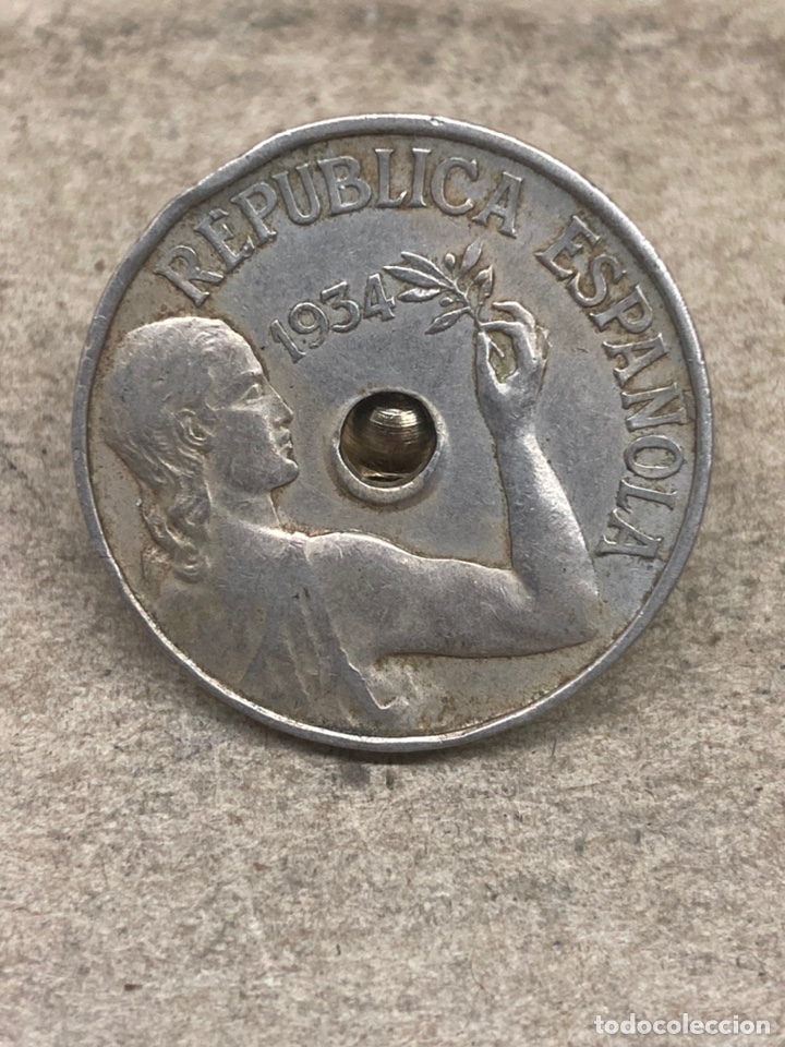 Monedas Rep&uacute;blica: Moneda 25 c&eacute;ntimos 1934 - Foto 1