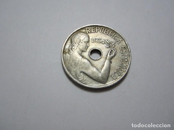 Monedas Rep&uacute;blica: moneda de 25 c&eacute;ntimos de 1934 de la 2&ordf; rep&uacute;blica - Foto 1