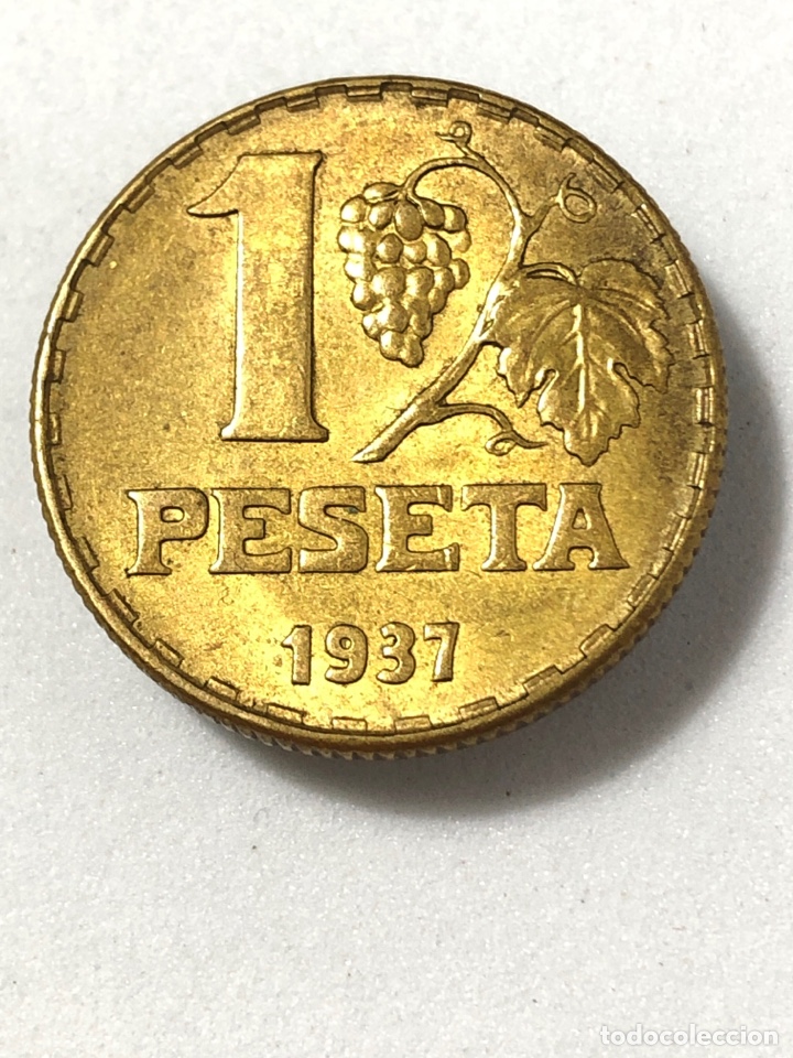 Monedas República: Moneda de 1 peseta de 1937 .EBC + - Foto 2 - 262809935