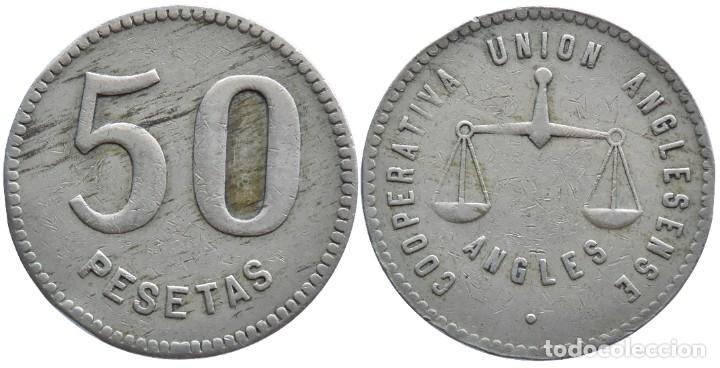 Monedas Rep&uacute;blica: 50 PESETAS COOPERATIVA ANGLES - Foto 1