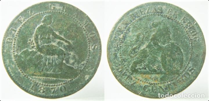 Monedas Rep&uacute;blica: MONEDA DE 10 CENTIMOS 1870 GOBIERNO PROVISONAL - Foto 1