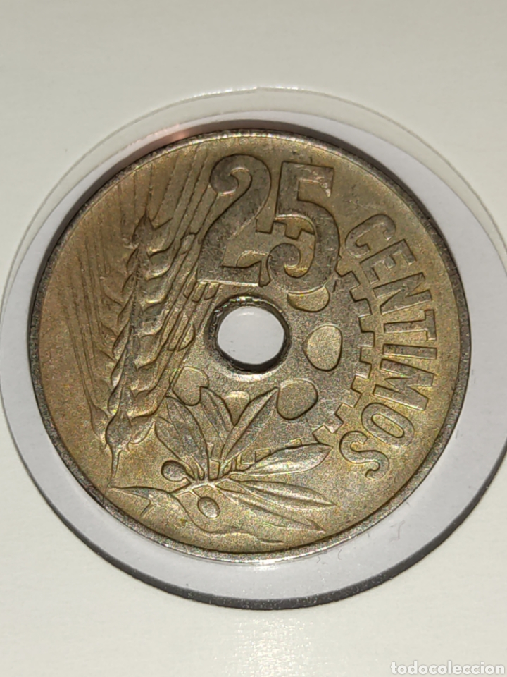Monedas Rep&uacute;blica: 191) Moneda 25 centimos 1934 - Foto 2