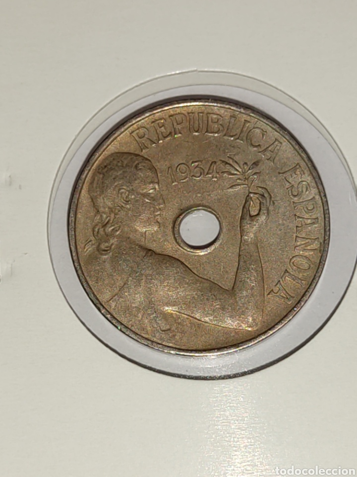 Monedas Rep&uacute;blica: 191) Moneda 25 centimos 1934 - Foto 1