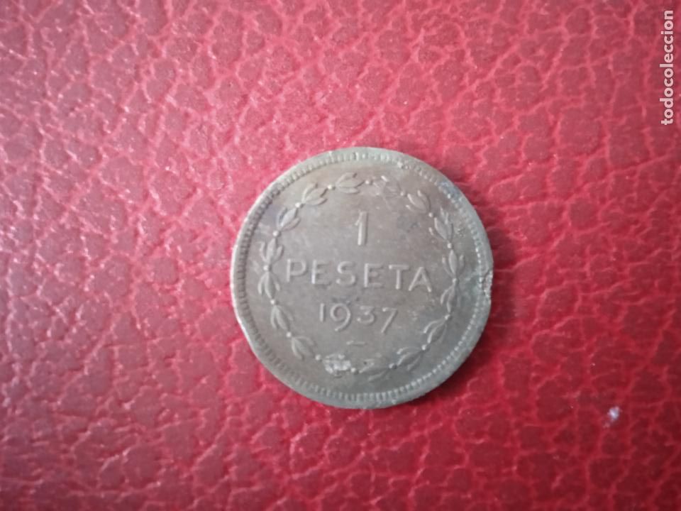 Monedas Rep&uacute;blica: Una peseta 1937 Euzkadi - Foto 2