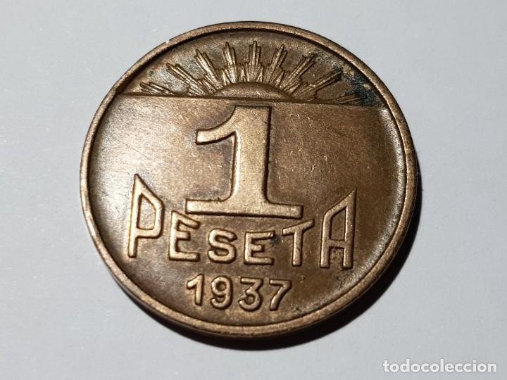 1 PESETA GUERNICA-1937-COBRE- CONSEJO DE ASTURIAS Y LEÓN-GUERRA CIVIL. EBC (Numismática - España Modernas y Contemporáneas - República)
